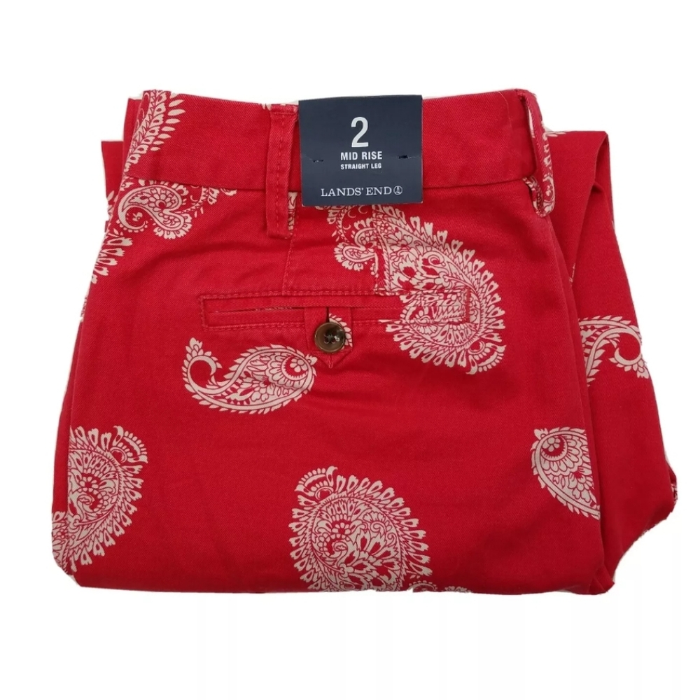 *New Lands' End Mid Rise Paisley Print Capri 2
